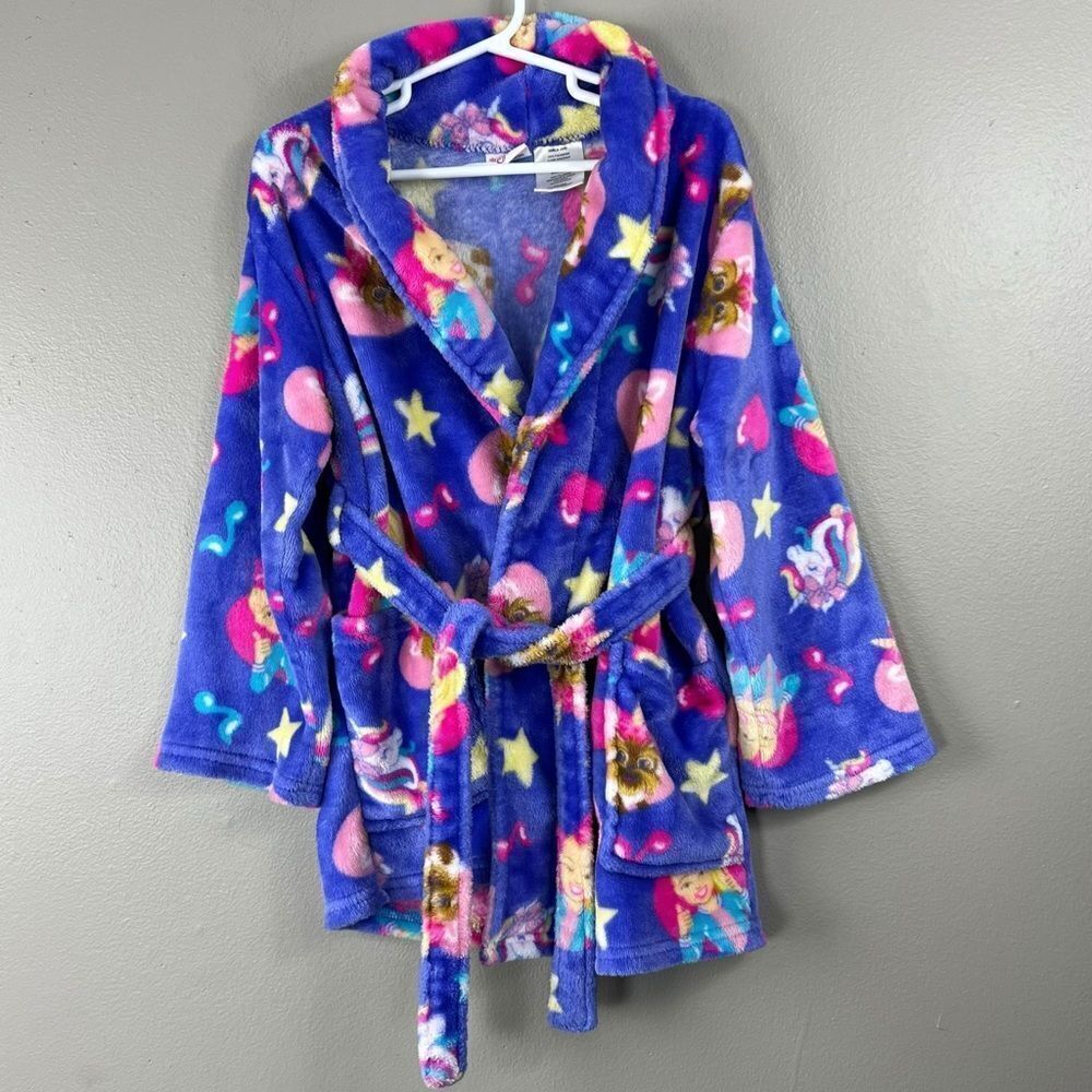 Jojo Siwa Girls 4 / 5 Luxe Plush Pajama Robe Purple Bow Pockets Waist Tie Bath